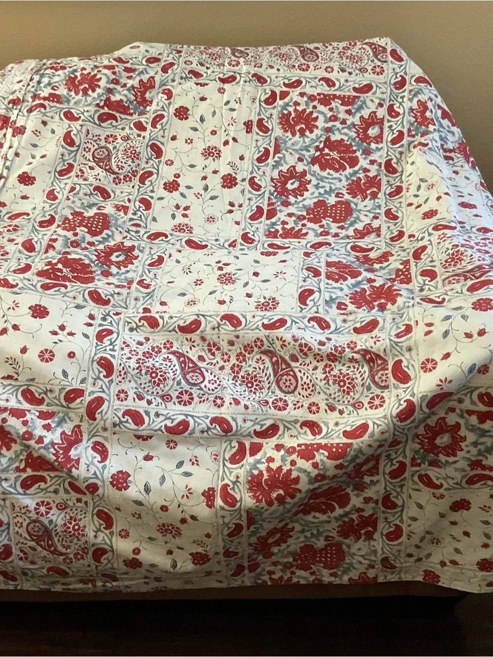Lauren Ralph Lauren Kelsey Red Cream Bohemian Paisley King Duvet Cover Sets 3PCS